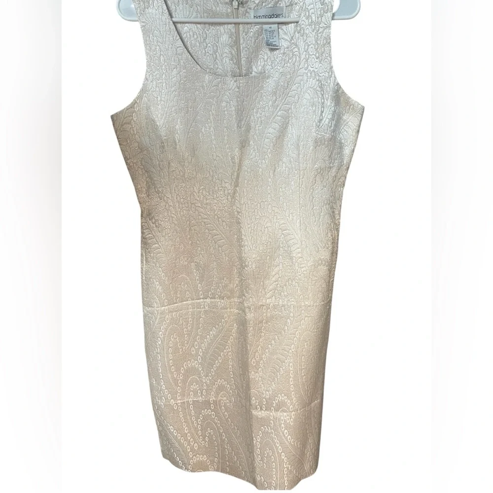 Bloomingdale's | Dresses | Cream Gold Brocade Midi Cocktail Dress Size  Large Bloomingdales | Poshmark